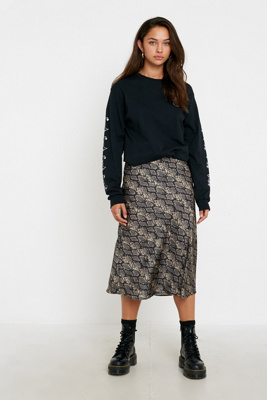 uo rowan satin slip skirt