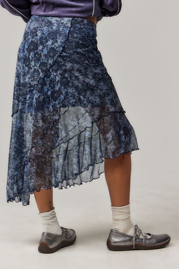 Slide View: 4: UO Asymmetric Mesh Midi Skirt