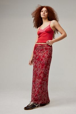 UO Paisley Mesh Maxi Skirt