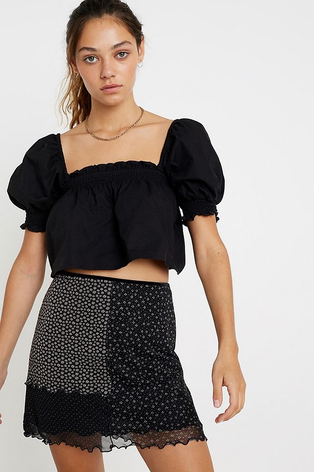 UO '90s Patchwork Mesh Mini Skirt | Urban Outfitters UK
