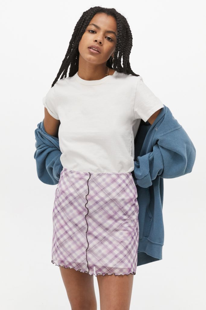 UO Check '90s Mesh Mini Skirt | Urban Outfitters UK