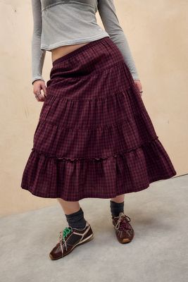 Kimchi Blue Betty Check Midi Skirt