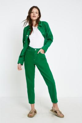 BDG Mom Contrast Stitch Green Jeans 