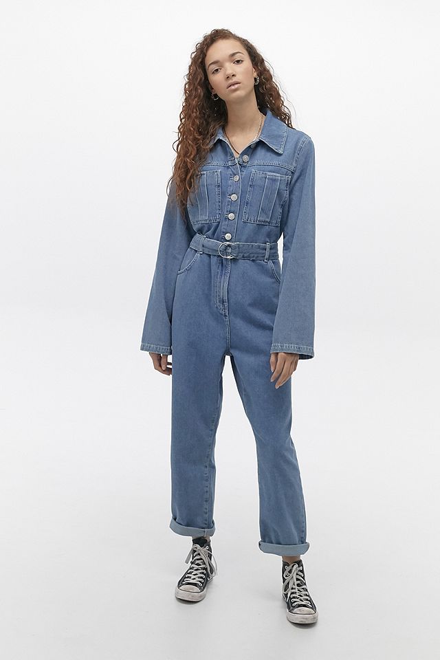 BDG Belted Button-Through Denim Boilersuit | Urban Outfitters UK
