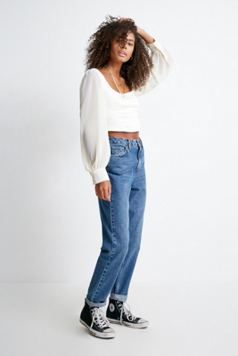 vintage wash mom jeans