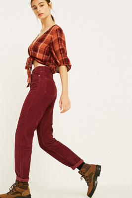 red corduroy mom jeans