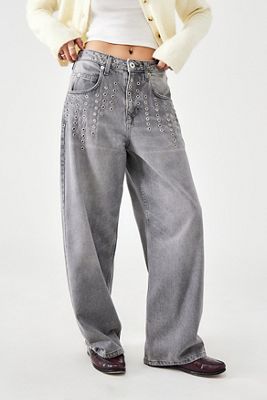 BDG Jaya Baggy Grey Eyelet Jeans