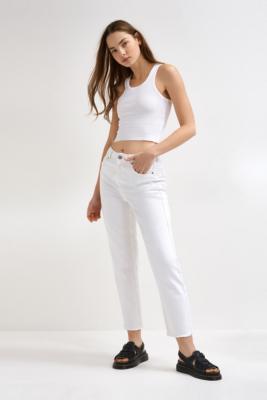 white straight fit jeans
