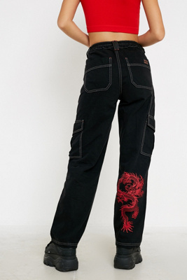 dragon print jeans