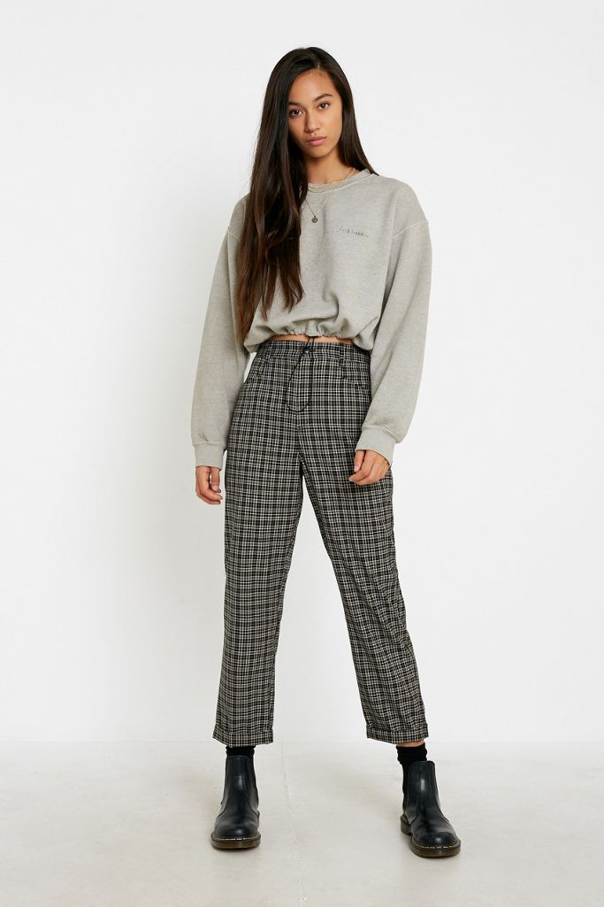 UO Check Slim Cigarette Trousers Urban Outfitters UK