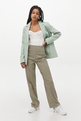 high waisted checked trousers