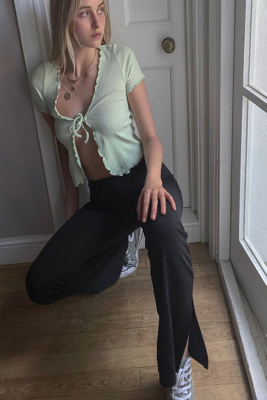 flared pants with side slits