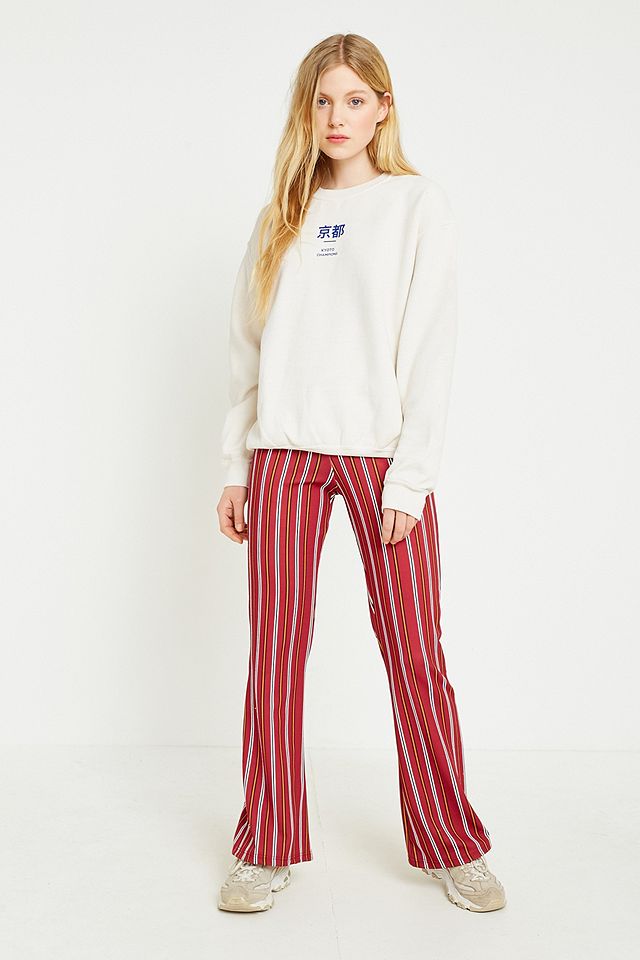 UO Rust Striped Flared Trousers | Urban Outfitters UK