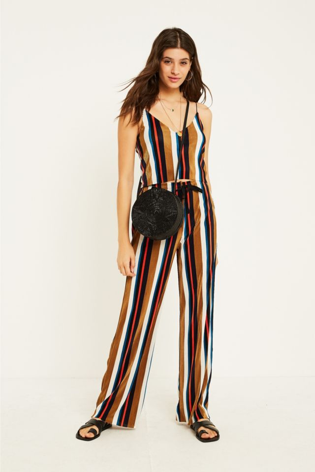 UO Multi-Stripe Plisse Puddle Trousers | Urban Outfitters UK