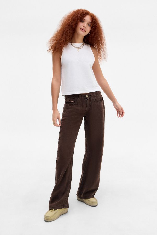 Slide View: 2: Pantalons en lin Kayla chocolat BDG