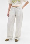 Thumbnail View 1: Pantalons en lin à rayures blanches Kayla BDG