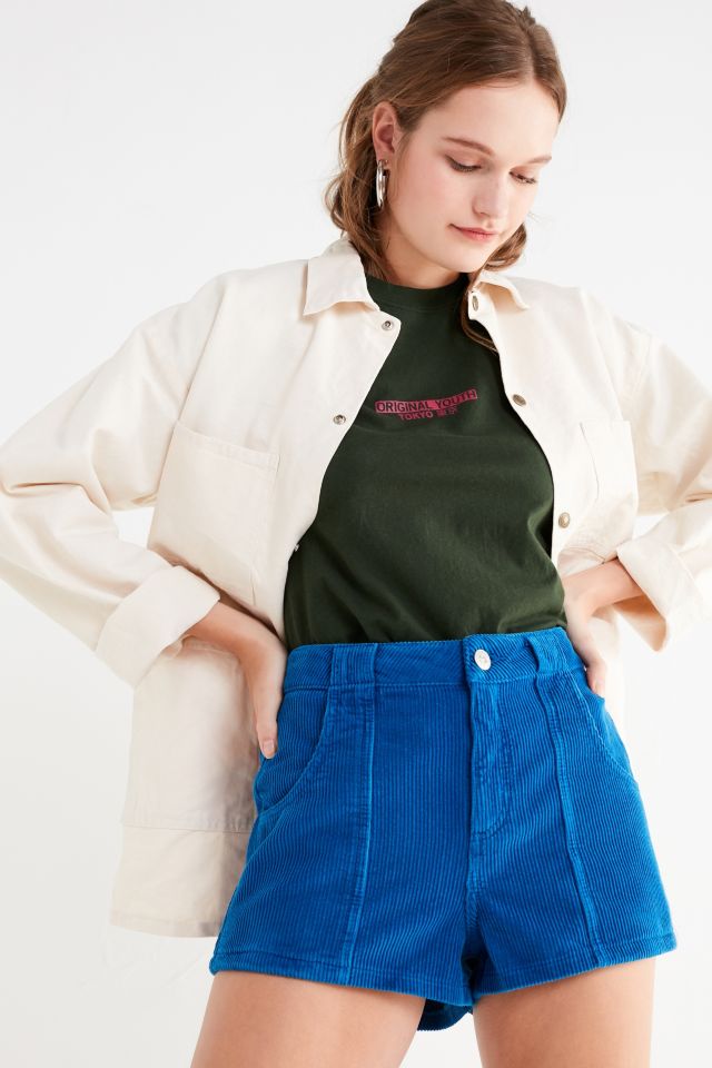 BDG Blue High-Waisted Corduroy Shorts | Urban Outfitters UK