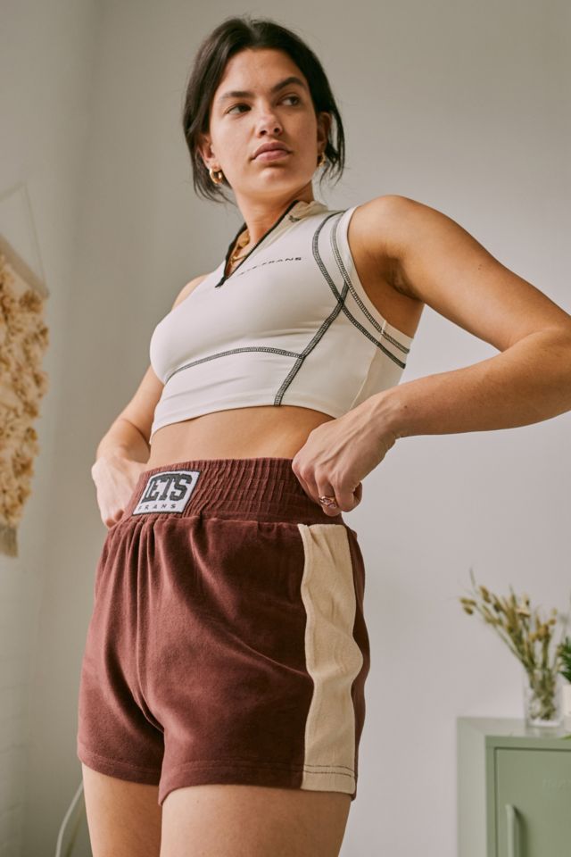 iets frans... Brown & Cream Velour Boxing Shorts | Urban Outfitters UK