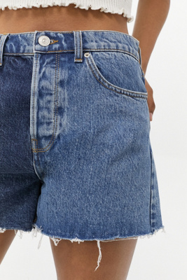 two tone denim shorts