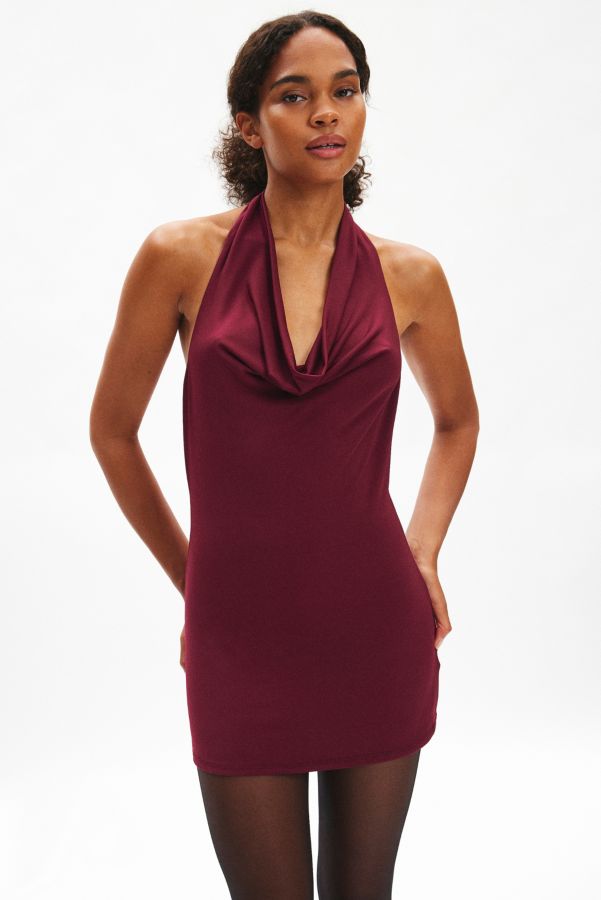 Slide View: 1: Silence + Noise Coyote Halter Mini Dress