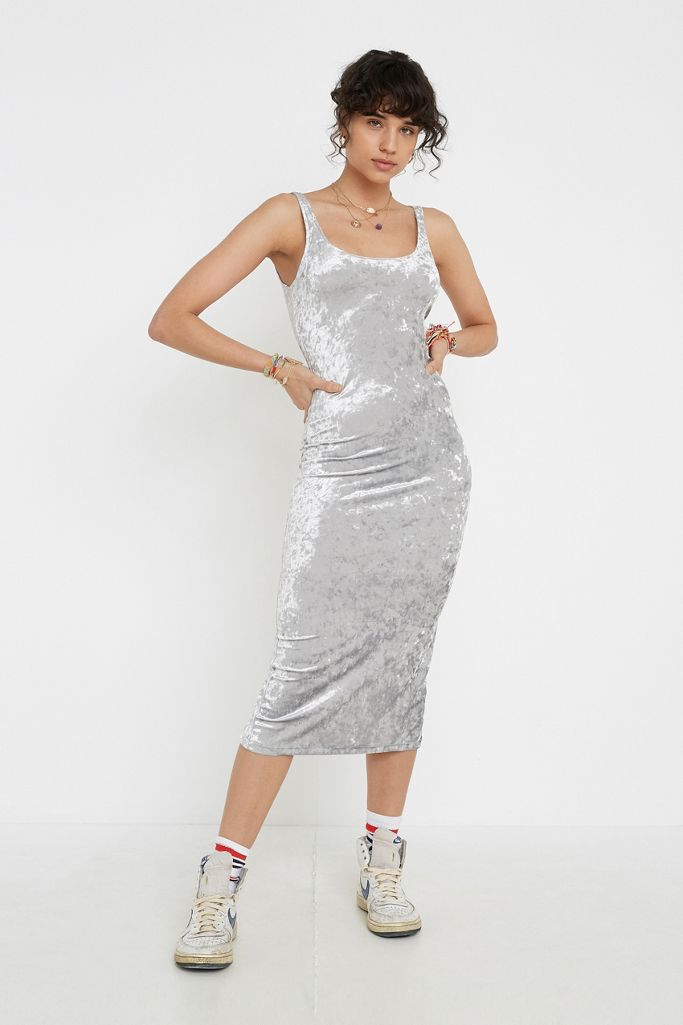 UO Crushed Velvet Midi Dress Urban Outfitters UK