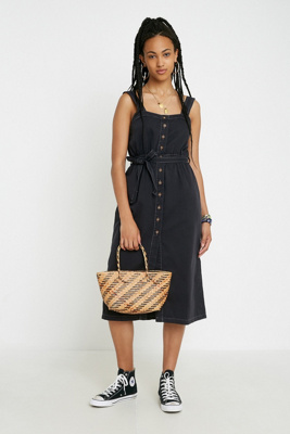 black denim midi dress