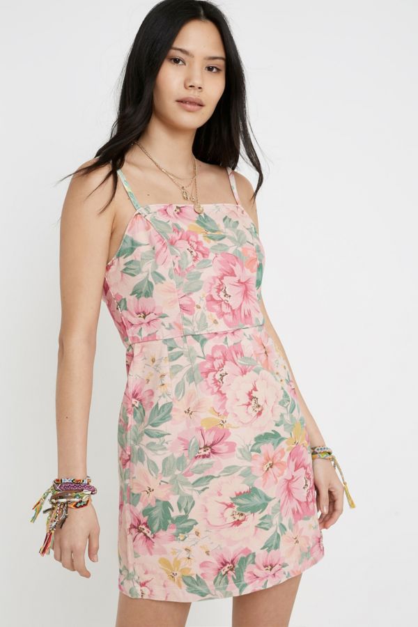 UO Floral Twill Mini Dress | Urban Outfitters UK