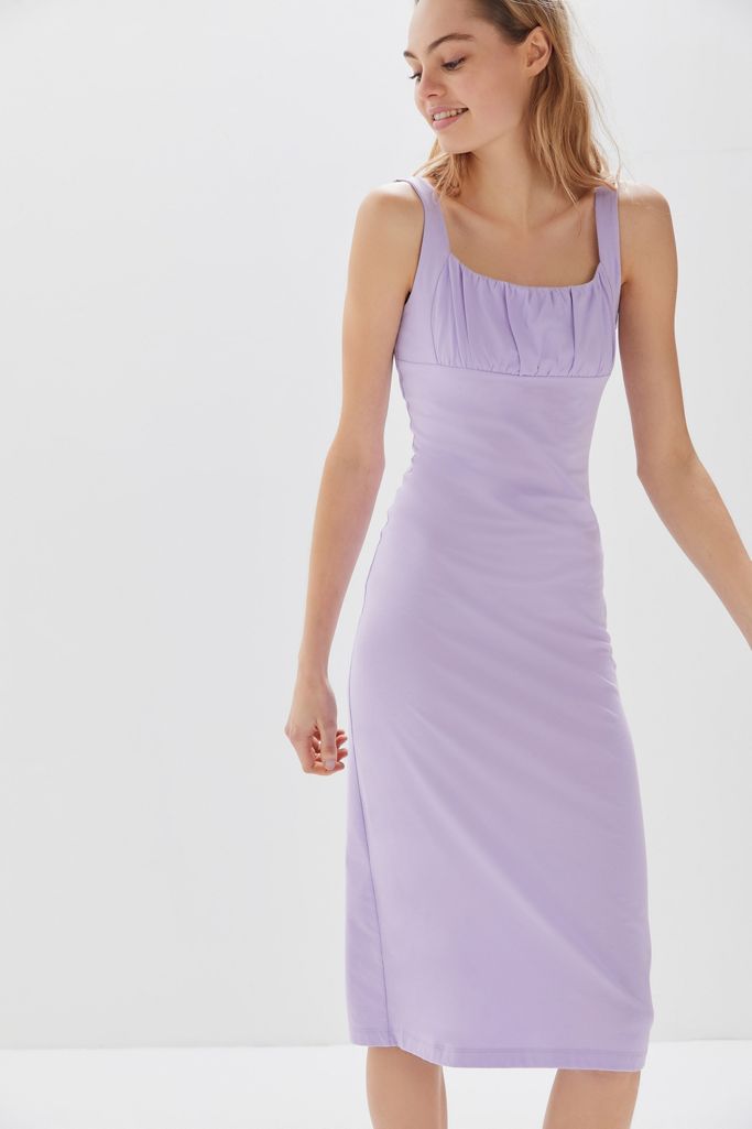 UO Geneva Ruched Empire Waist Midi Dress Urban Outfitters UK