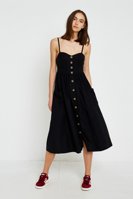 black button up midi dress