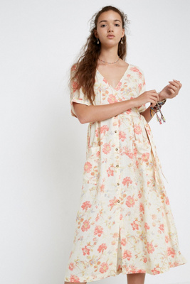 cream floral midi dress