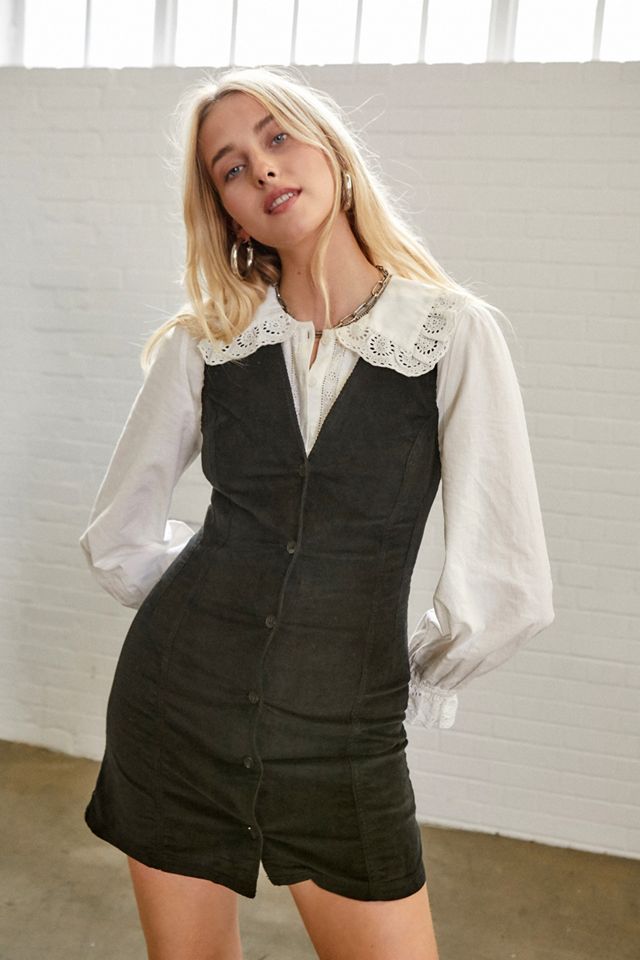 UO Corduroy Pinafore Mini Dress Urban Outfitters UK