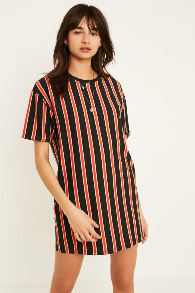 Uo Vertical Stripe T Shirt Dress Urban Outfitters Uk