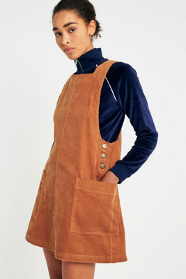 tan cord pinafore dress