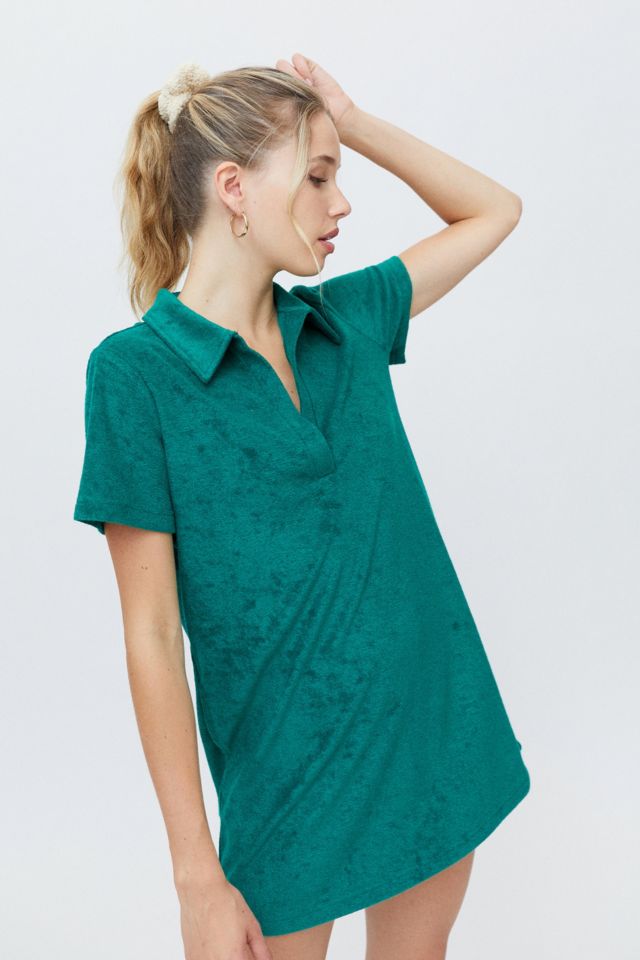 UO Green Janelle Towelling Polo Shirt Dress £46.00