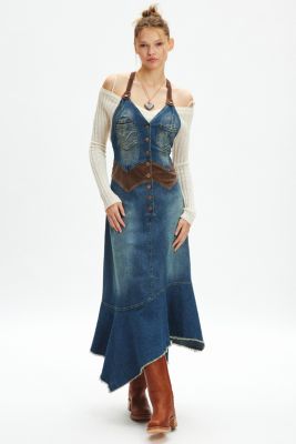 Ecote Ayanna Vestito Denim Maxi a Vita Bassa