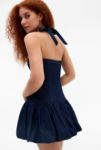 Thumbnail View 4: Silence + Noise Peyton Halterneck Denim Mini Dress