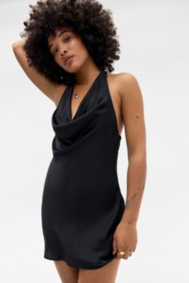 UO Alana Cowl Satin Mini Dress