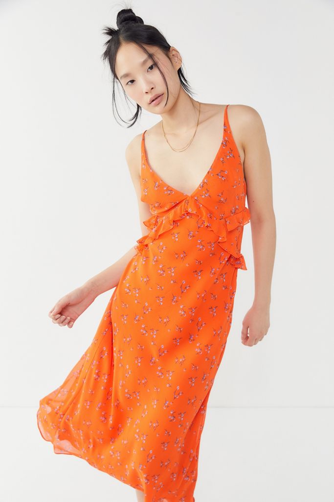 UO Heidi Floral Print Ruffle Maxi Dress | Urban Outfitters UK