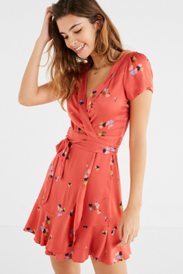 urban outfitters red wrap dress