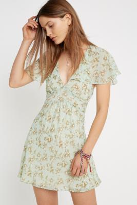 urban outfitters green floral dress