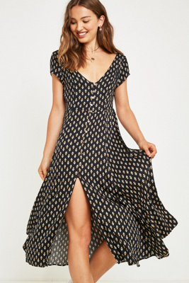 urban outfitters black midi dress