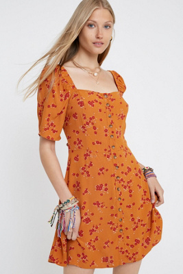 urban outfitters orange floral dress