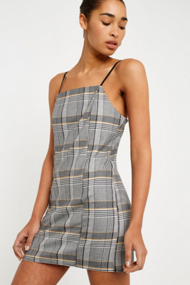 checkered mini slip dress