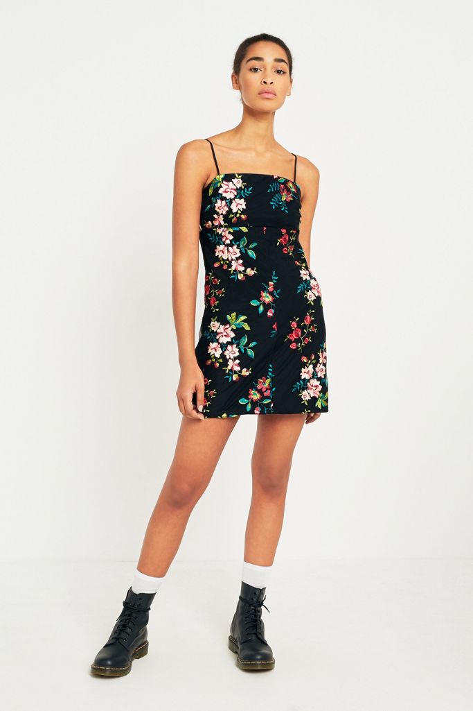 Pins & Needles Audrey Embroidered Floral Mesh Slip Dress Urban