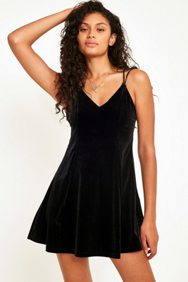 urban outfitters black velvet dress