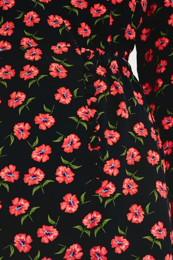 UO Black Floral Shirt Dress Urban Outfitters UK