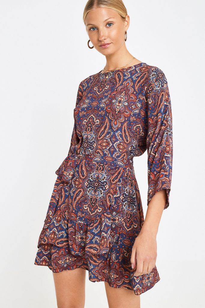 UO Paisley Wrap Dress Urban Outfitters UK