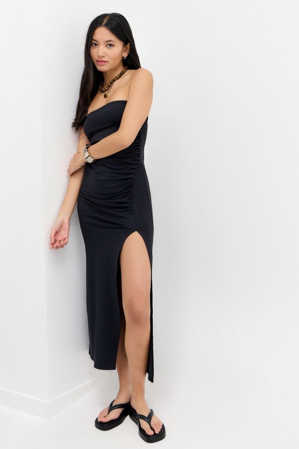 Slide View: 1: Silence + Noise Milo Ruched Bandeau Midi Dress