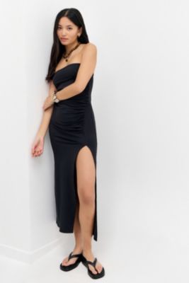 Silence + Noise Milo Ruched Bandeau Midi Dress