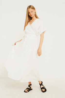 white midi linen dress